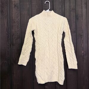 Cider Women’s Dress Size S Cream Cable Knit Long Sleeve Mini Acrylic Blend NWT